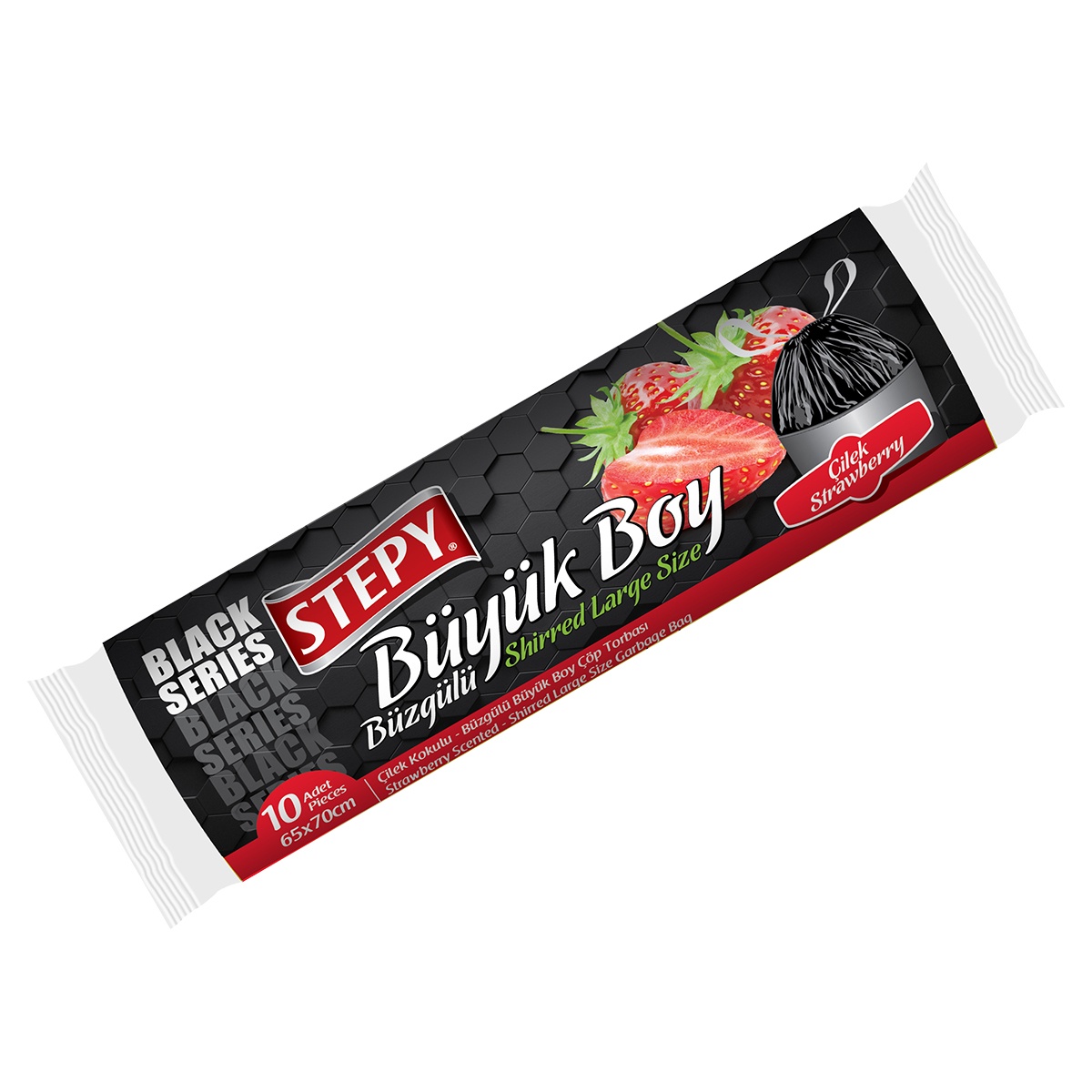 Black Seri Büzgülü Büyük Boy Çöp Torbası (Çilek)