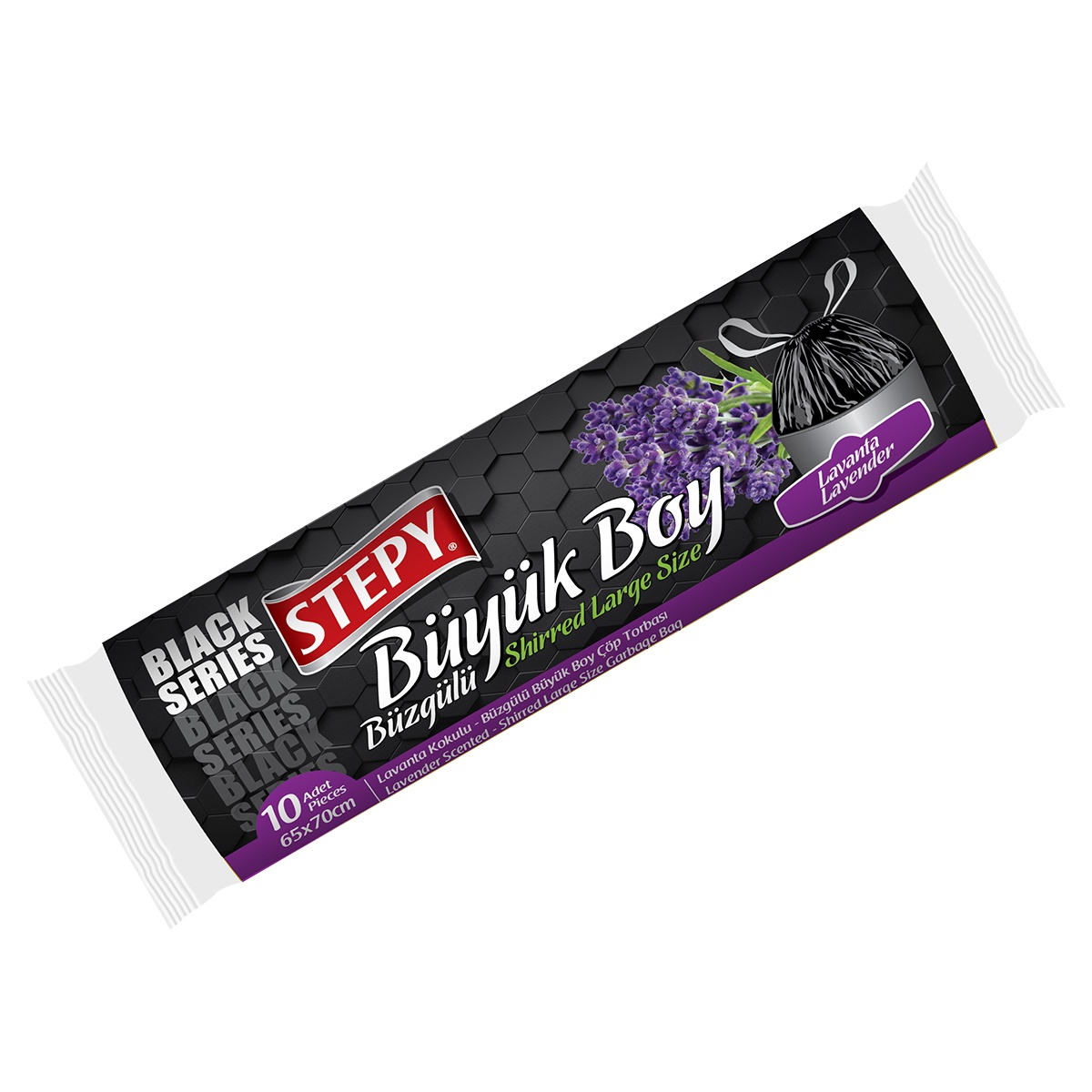 Black Seri Büzgülü Büyük Boy Çöp Torbası (Lavanta)