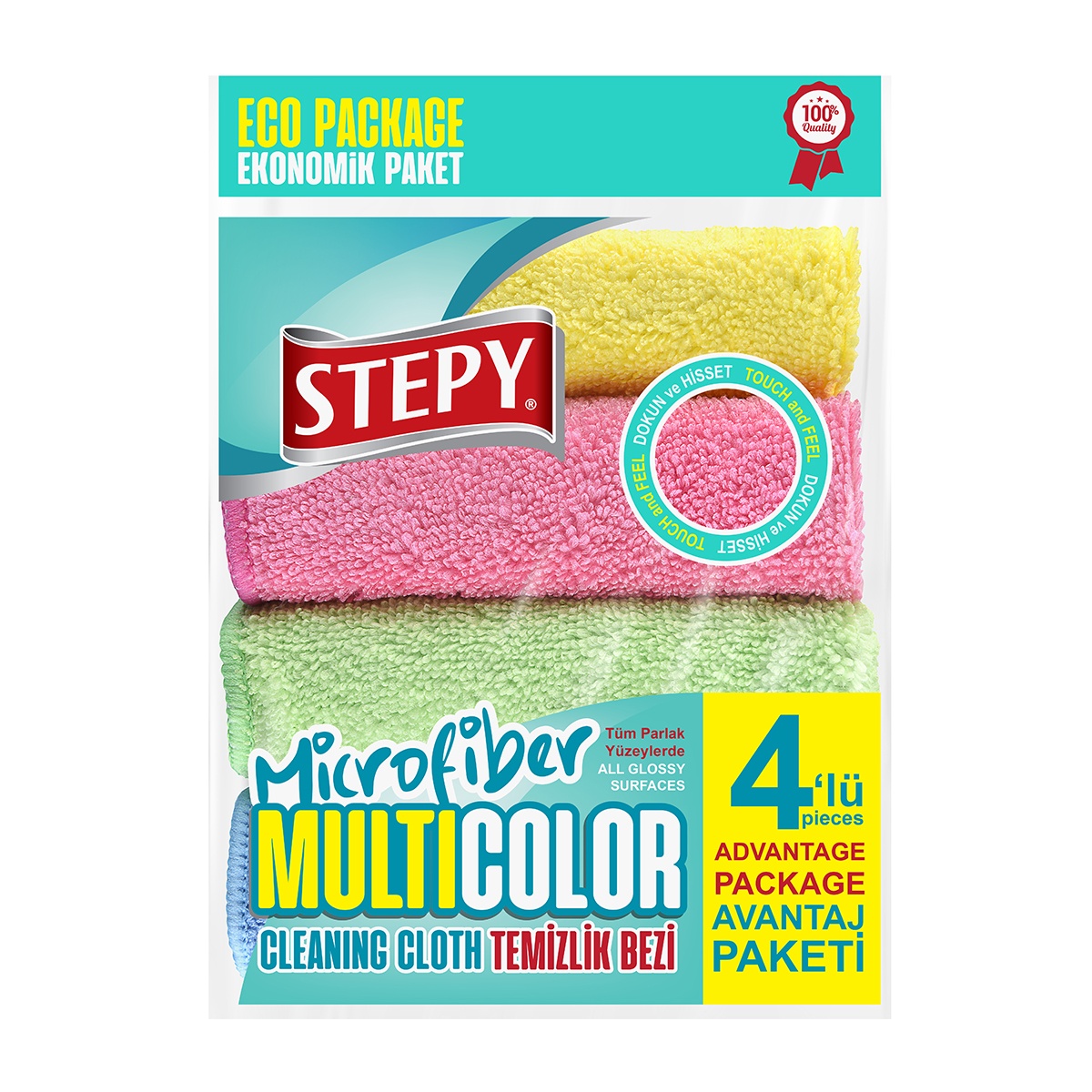 Multicolor Mikrofiber Temizlik Bezi 4'lü