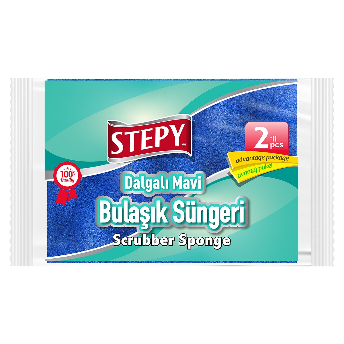 Dalgalı Mavi Bulaşık Süngeri 2'li
