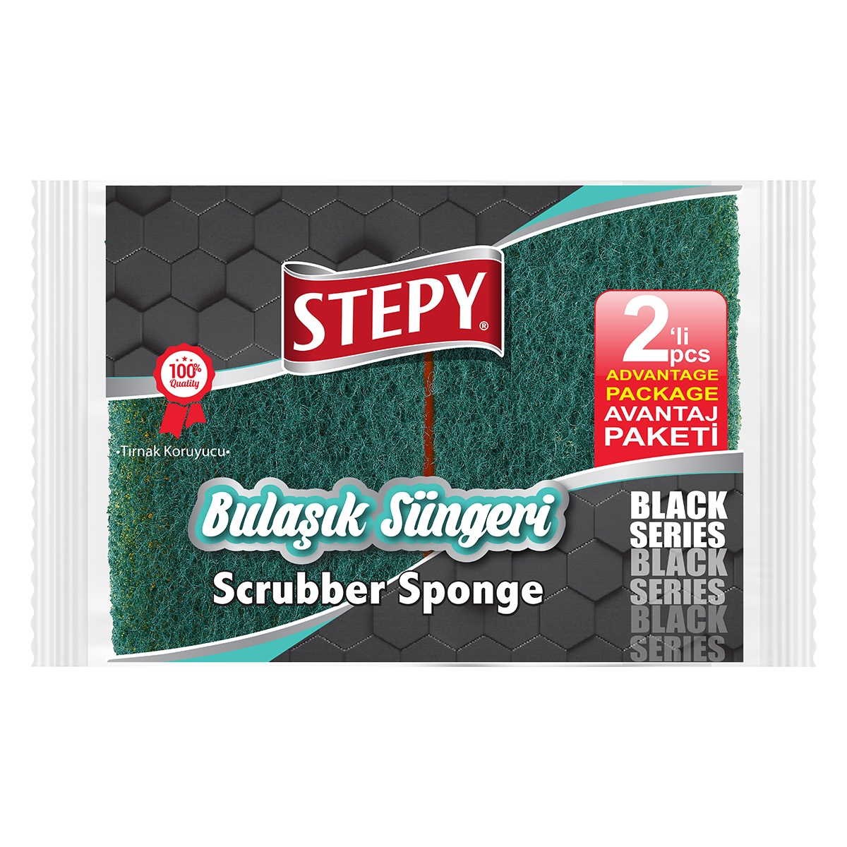 Black Seri Tekli Oluklu Bulaşık Süngeri 2'li